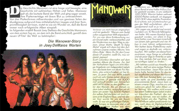 Manowar im METAL HAMMER 05/1987