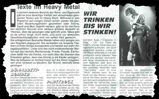 Heavy Metal Texte Ausriss 1987