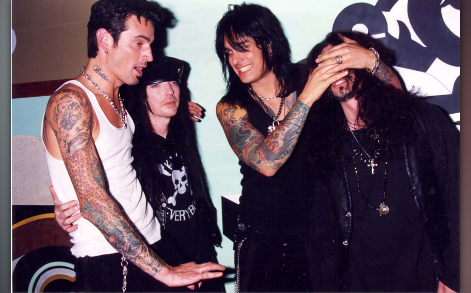 Tommy Lee, Mick Mars, Nikki Sixx and John Corabi of Motley Crue (Photo by Jeff Kravitz/FilmMagic)