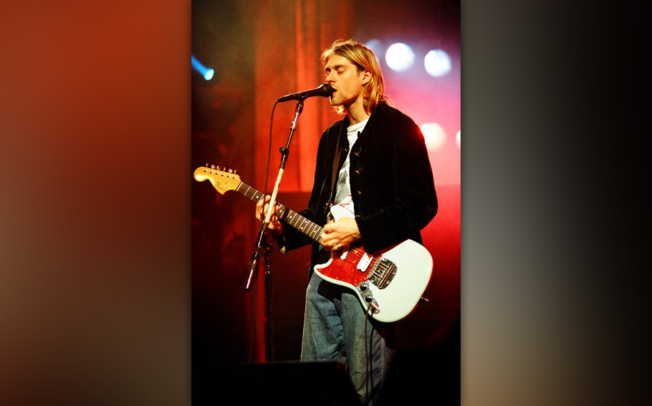 Kurt Cobain of Nirvana during MTV Live and Loud: Nirvana Performs Live - December 1993 at Pier 28 in Seattle, Washington, Uni