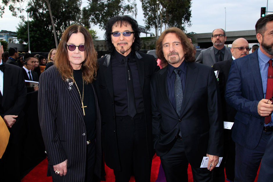 Image #: 26811214    Ozzy Osbourne, Toni Loomi and Geezer Butler of The band 'Black Sabbath' arrive at the 56th Annual Grammy