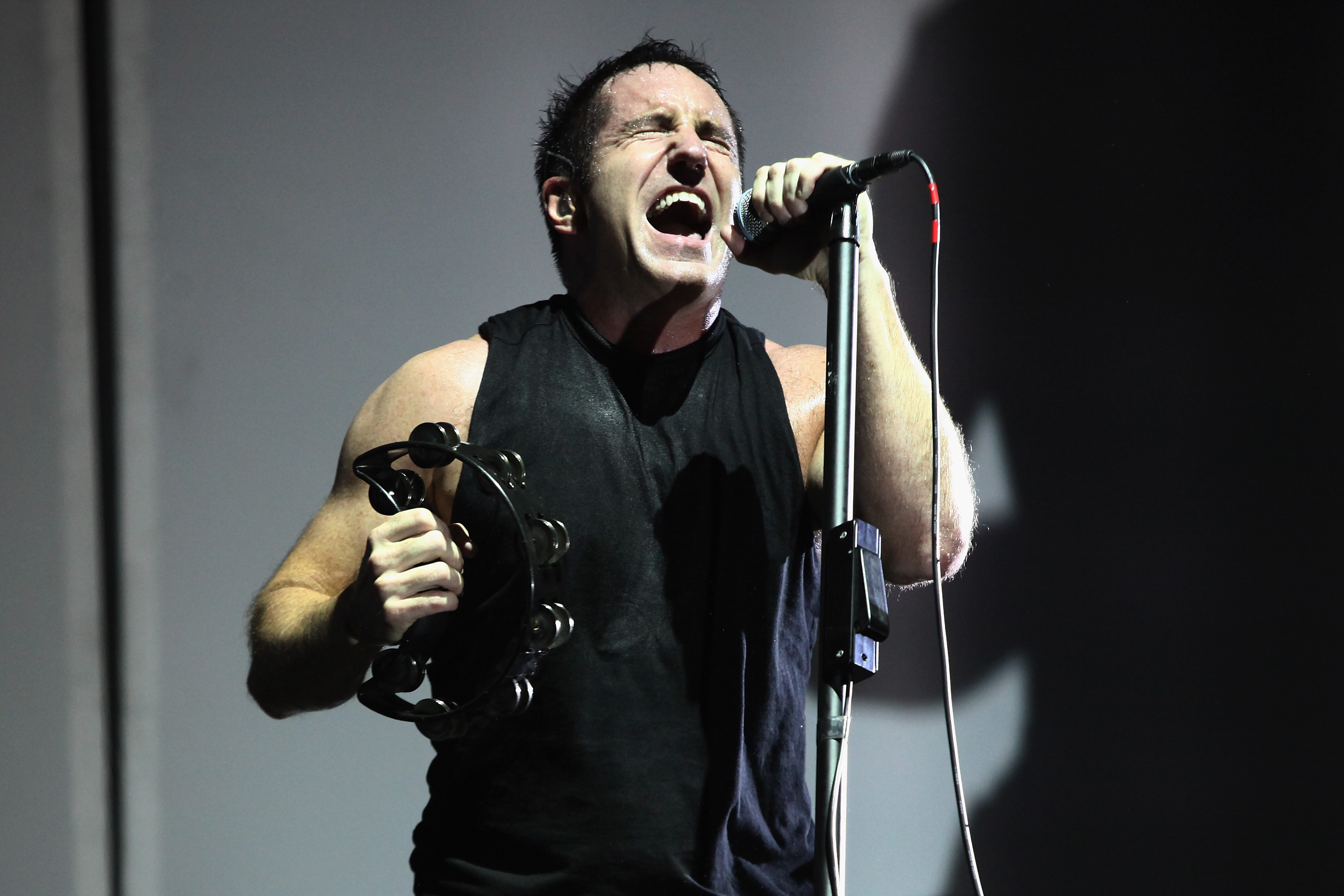 CHICAGO, IL - AUGUST 02:  (FOR EDITORIAL USE ONLY) Trent Reznor of Nine Inch Nails performs during Lollapalooza 2013 at Grant