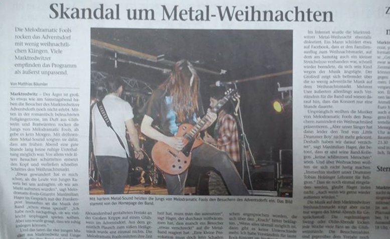 Frankenpost-Artikel 'Skandal um Metal-Weihnachten