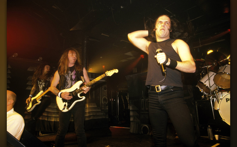 UNITED KINGDOM - FEBRUARY 02:  ROCK CITY  Photo of Blaze BAYLEY and Dave MURRAY and IRON MAIDEN, with Blaze Bayley singing - 