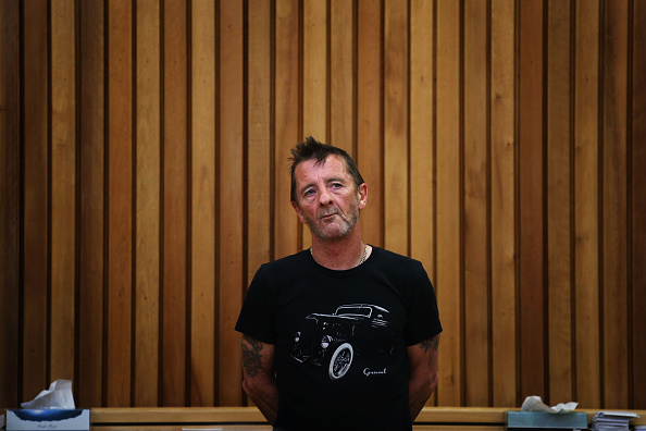 TAURANGA, NEW ZEALAND - NOVEMBER 26:  AC/DC drummer Phil Rudd appears in court after being charged with threatening to kill a