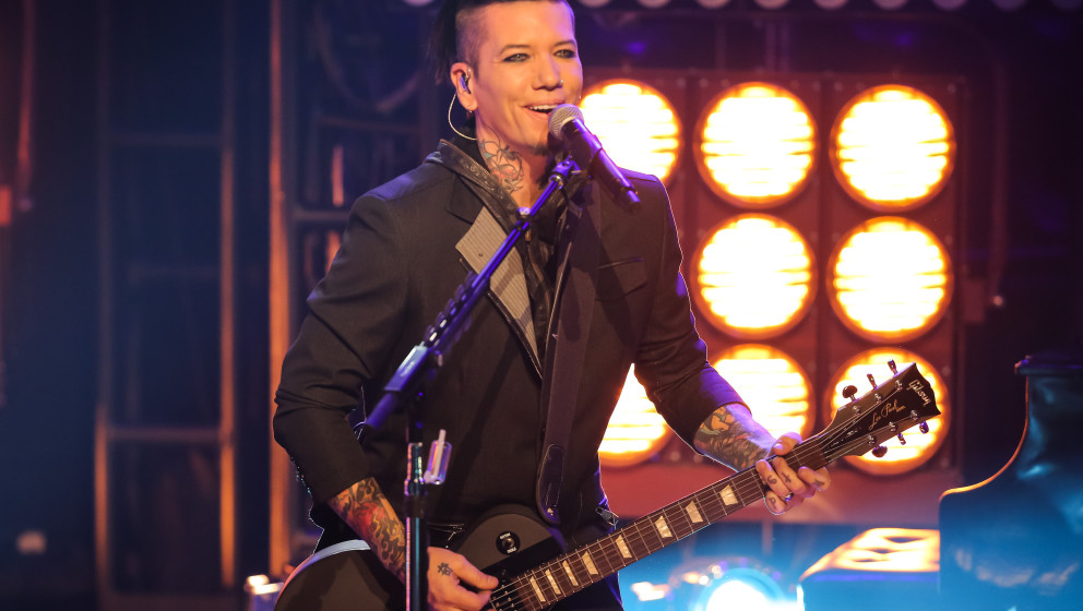 BURBANK, CA - OCTOBER 07:  Musician DJ Ashba of Sixx:A.M. performs at iHeartRadio Theater on October 7, 2014 in Burbank, Cali
