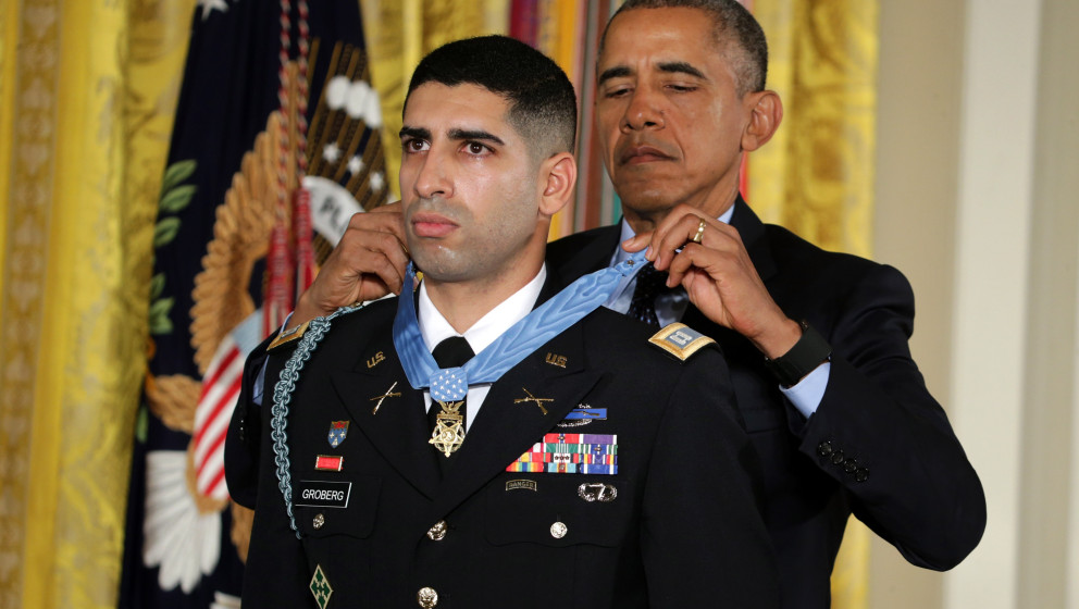 WASHINGTON, DC - NOVEMBER 12:  U.S. President Barack Obama presents a Medal of Honor for conspicuous gallantry to Army Captai