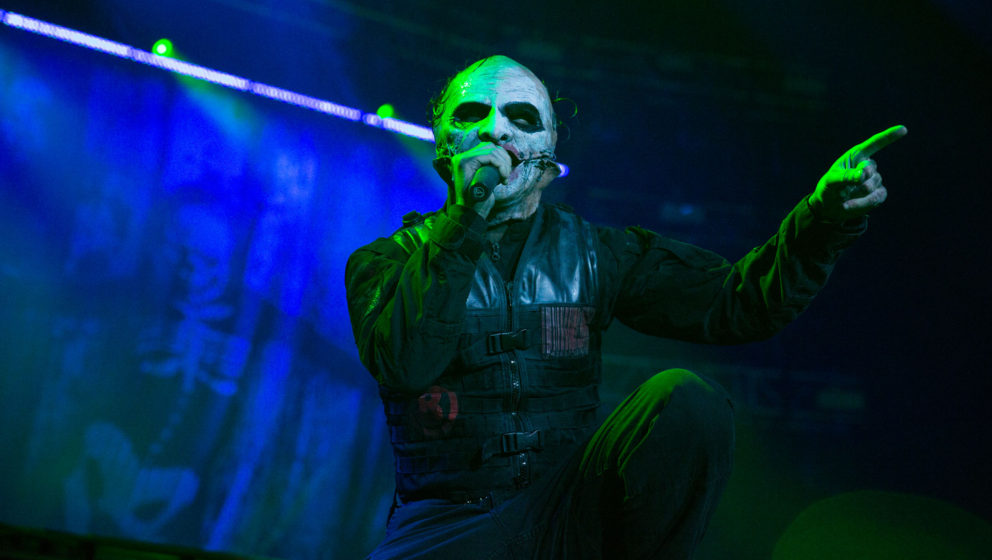 Corey Taylor bei einem Live-Auftritt mit Slipknot in Moskau.