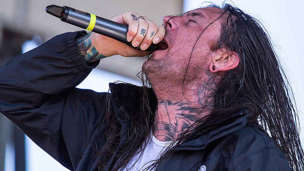 ENUMCLAW, WA - JUNE 30:  Chris McMahon of Thy Art is Murder performs at Mayhem Festival at White River Amphitheater on June 3