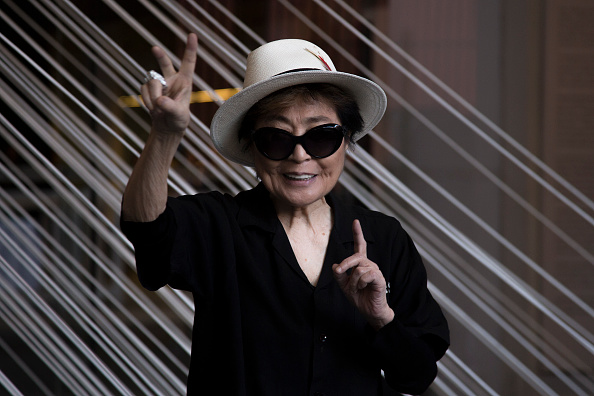 MEXICO CITY, MEXICO - FEBRUARY 02:  Artist Yoko Ono poses for pictures during the opening of Yoko Ono: Land of Hope exhibitio