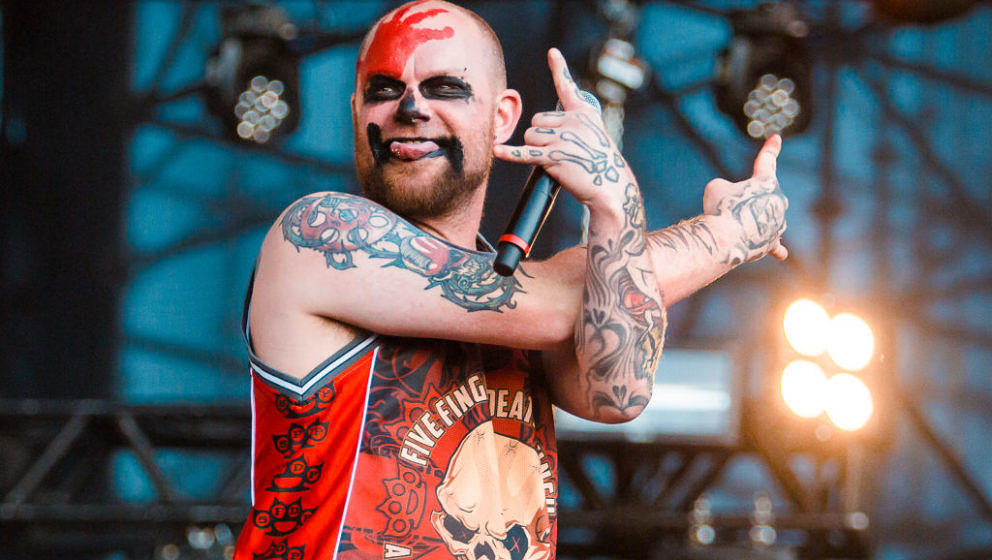 SAO PAULO, BRAZIL - MAY 13: Ivan Moody member of the band Five Finger Death Punch performs live on stage at Autodromo de Inte