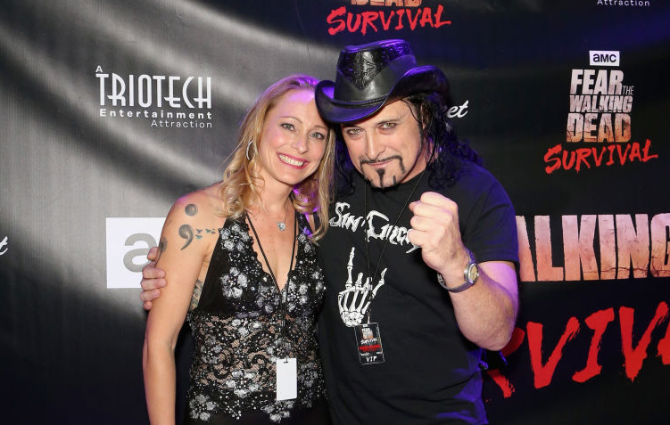 LAS VEGAS, NV - AUGUST 29:  Heidi Morrissey (L) and drummer Stet Howland of Metal Church attend the Fear the Walking Dead Sur