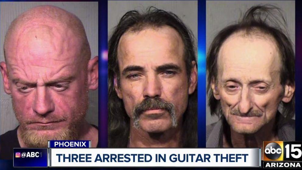 Die drei mutmaßlichen Diebe, die in Phoenix, Arizona eine Gitarre und einen Bass von Lamb Of God gestohlen haben sollen