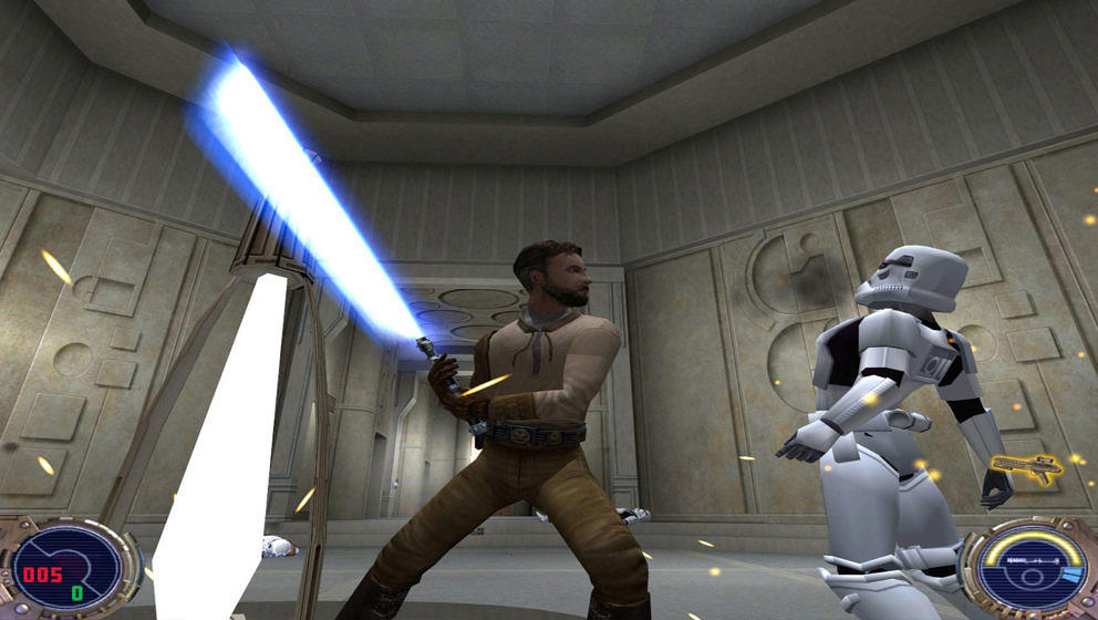 Kann gut mit Lichtschwertern: Kyle Katarn in „Star Wars Jedi Knight II: Jedi Outcast“