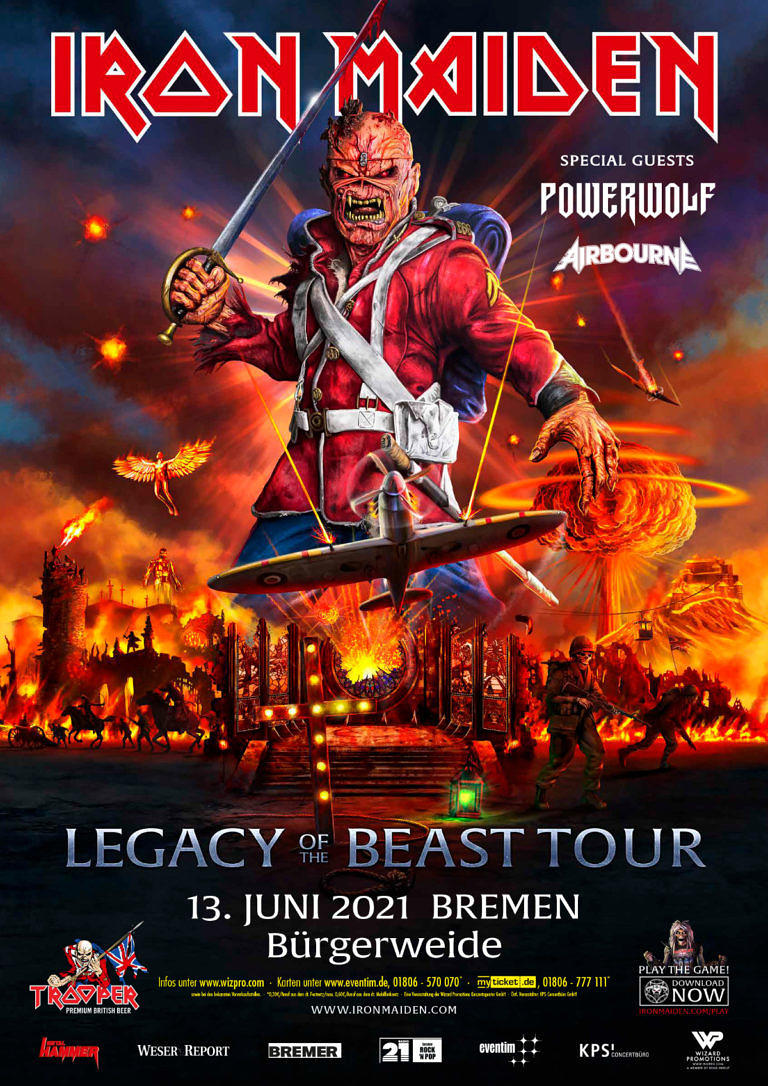 Iron Maiden live 2021 Tour, Tickets, Termine, Städte