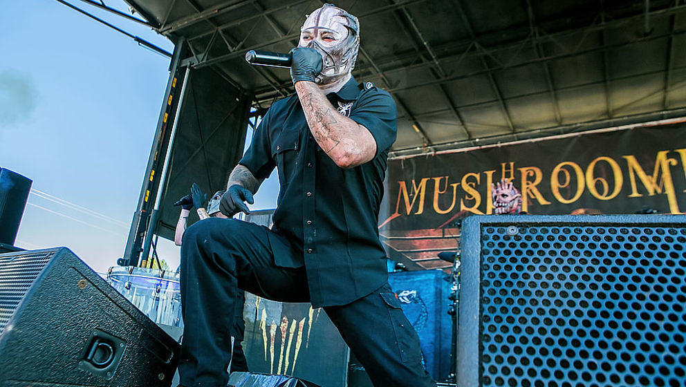 ENUMCLAW, WA - JULY 08:  Mushroomhead performs live at White River Amphitheater on July 8, 2014 in Enumclaw, Washington.  (Ph