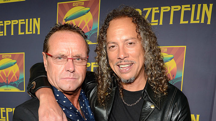 NEW YORK, NY - OCTOBER 09:  Ross Halfin and Kirk Hammett attend the premiere of  'Led Zeppelin:  Celebration Day' at Ziegfeld