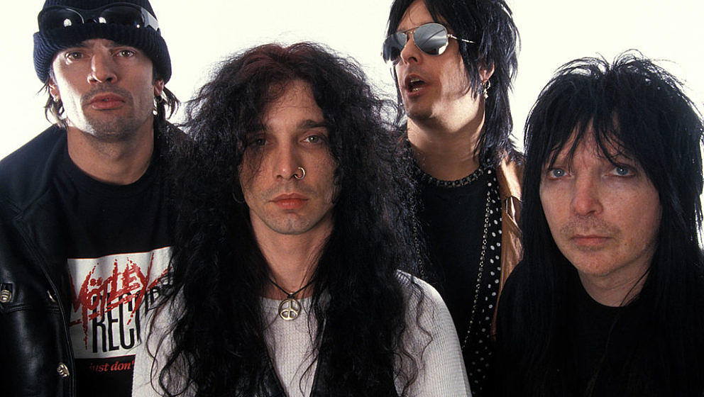 UNSPECIFIED - JANUARY 01:  STUDIO  Photo of Mick MARS and John CORABI and Nikki SIXX and Tommy LEE and MOTLEY CRUE, L-R: Tomm
