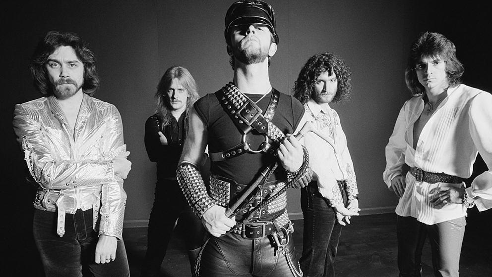 Judas Priest (drummer Les Binks, singer Rob Halford, guitarists KK Downing and Glenn Tipton and bassist Ian Hill), British he