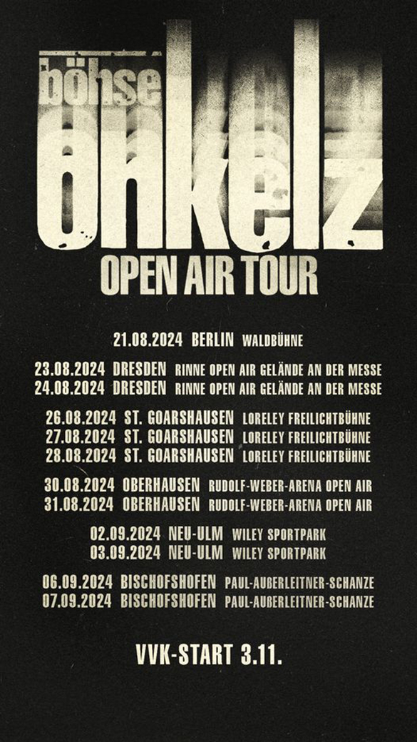 Böhse Onkelz live 2024 Tour, Tickets, Termine, Städte The Last Chapter