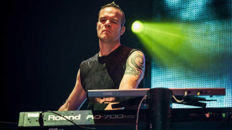 Martijn Spierenburg mit Within Temptation im Club Nokia in Los Angeles am 26. September 2014