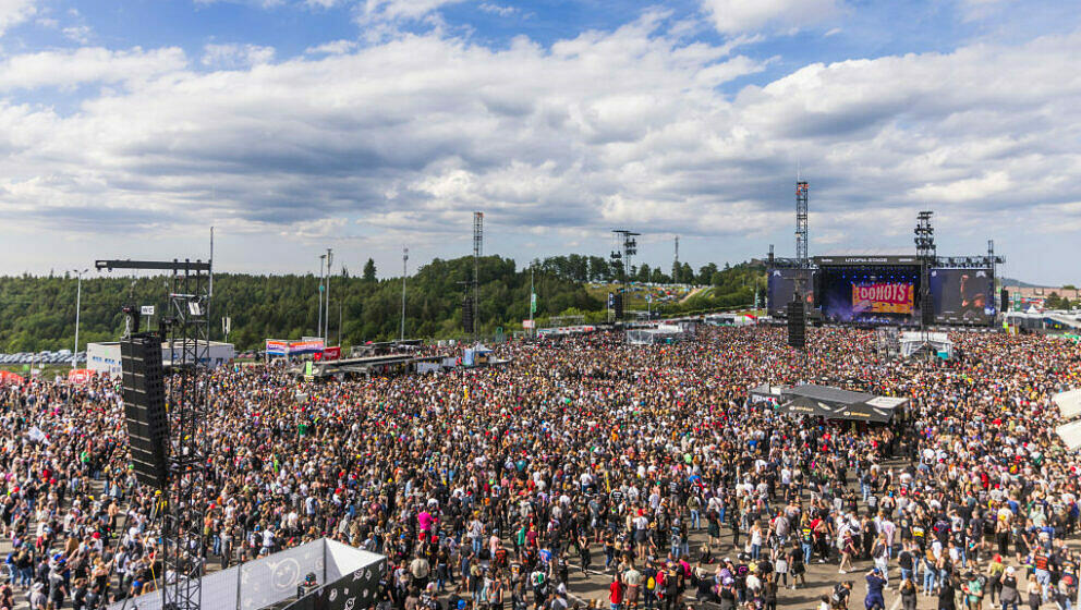 NUERBURG, GERMANY - JUNE 08: Festival visitors during Rock am Ring at Nuerburgring on June 08, 2024 in Nuerburg, Germany. (Ph